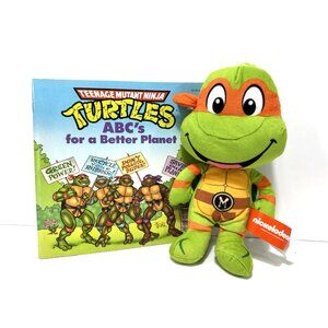 Teenage Mutant Ninja Turtle Michelangelo Plush Stuffed Toy TMNT & ABC's Book